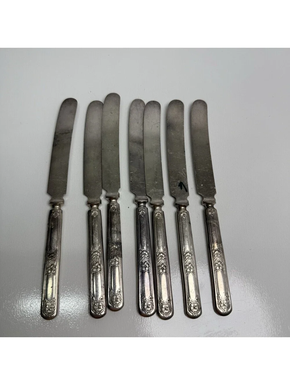 Antique Silver Plate Butter Knives William Rogers & Son Floral Lot 7 Vintage
